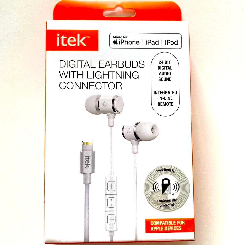 NEW Itek Digital Earbuds w/Lightning Connector for iPhone, iPad, iPod Remote lin
